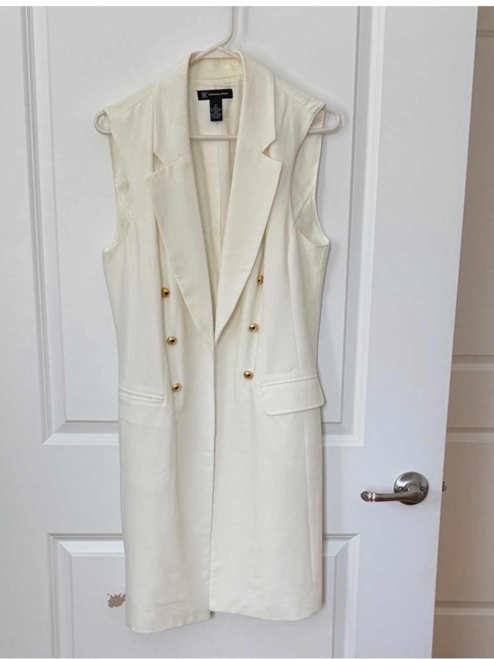 INC International Concepts Ivory Sleeveless Double-Breasted Blazer Dress